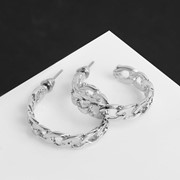 Серьги-кольца 'Цепи' малые, цвет серебро 506047 фото