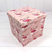 Коробка-куб “Фламинго на розовом фоне“.,265х265х265мм, 4410 фотография
