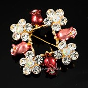 Брошь ''Веночек из цветов'', серебряный, (3,5 см) 222045(2) фото