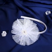 Ободок для волос 'Выпускница' 0,5 см, цветок, блеск, белый (комплект из 6 шт.) фото