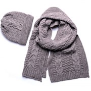Шерстяной женский комплект: шапка + шарф № 6