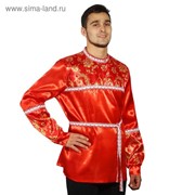 Русская мужская рубаха с кокеткой, цвет красный, р-р 48-50, рост 182 см