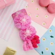 Резинка для волос 'Кружево' (набор 6 шт) объёмный цветок, розовый (комплект из 6 шт.) фотография
