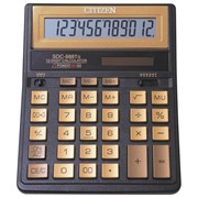 Калькулятор настольный CITIZEN SDC-888TIIGE (203х158 мм), 12 разрядов, двойное питание, ЗОЛОТОЙ фото