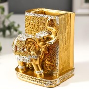 Сувенир полистоун карандашница “Слон у золотой книги“ 10,5х8,3х7 см фото