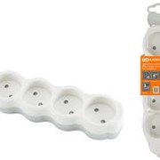 Удлинитель бытовой “Люкс“ УЛ4 4 гнезда, 1,5м, б/з, с з/ш, ПВС 2х0,75 мм2 10А/250В бело-серый TDM ELECTRIC SQ1303-0226 фото