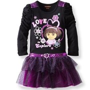 Одежда детская Dora girls dress long-sleeve black princess dress 7PCS/LOT SIZE 23 4T 4 5 6 6X, код 1563194764 фото