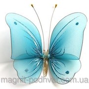 Бабочка декоративная для штор и тюлей большая голубая фото