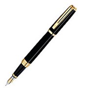 Перьевая ручка Waterman Exception Ideal Black GT, толщина линии M, перо: золото 18К, родий, черно-золотистый