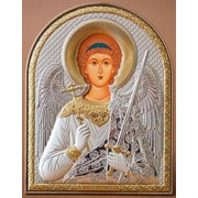 Икона Ангел Хранитель на пластиковой основе серебро с позолотой 58 х 75 мм фото
