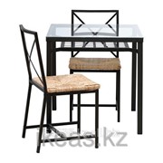 Стол и 2 стула, черный, стекло ГРАНОС фото
