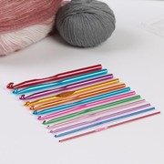 Набор крючков для вязания, d = 2-8 мм, 14,5 см, 12 шт, цвет разноцветный фотография