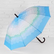 Зонт - трость полуавтоматический 'Горы', 10 спиц, R 49 см. цвет голубой фото